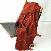 Koce - Koc wełniany Nowa Kratka ceglasty wełna nowozelandzka - miniaturka - grafika 1