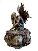 Pudełka i szkatułki - Szkatułka dekoracyjna wróżka na kwiatu lotosu, poliresin, secesja, 16,5cm – prezent kolekcjonerski - miniaturka - grafika 1