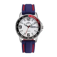 Paski - UMR RUHLA Zegarek na rękę, kwarcowy, analogowy, silikonowy pasek, obudowa ze stali nierdzewnej, wodoszczelny do 10 bar, kolor: niebieski/biały, czarny, Pasek - miniaturka - grafika 1