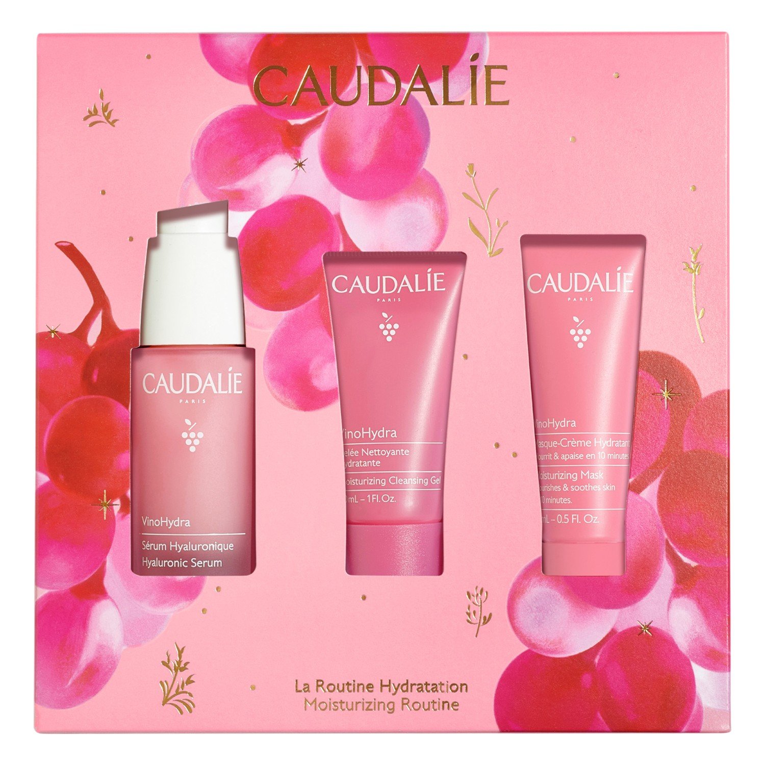 Caudalie Vinohydra Zestaw prezentowy: Serum + Żel oczyszczający + Maska