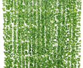 Sztuczne kwiaty - Sztuczny Wiszący BLUSZCZ Roślina Liście Dekoracja x6 na ścianę balkon 2,1M - miniaturka - grafika 1