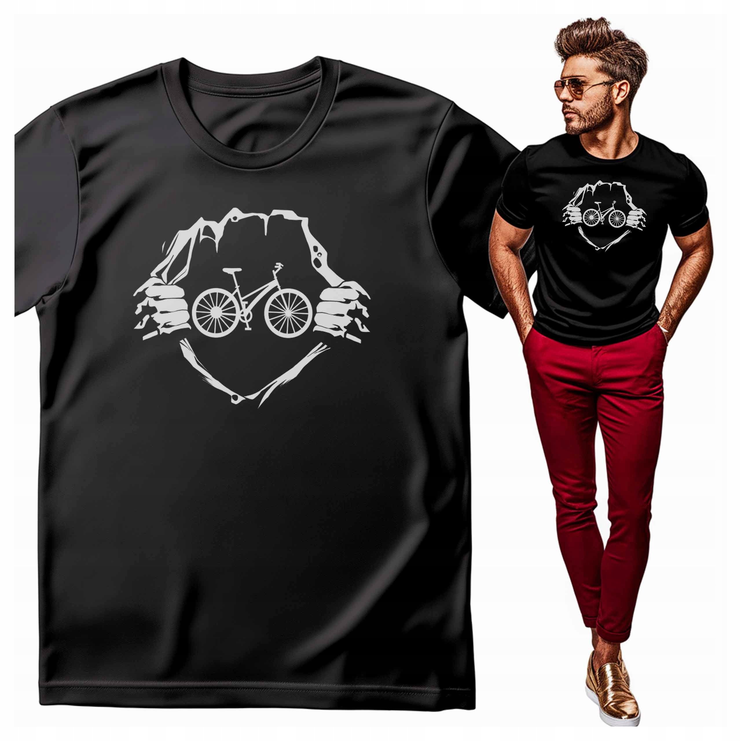 Koszulka męska z nadrukiem Rower rozdarta koszula w sercu