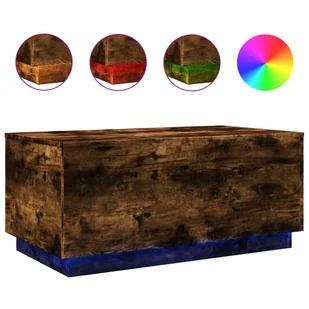 vidaXL Stolik kawowy z oświetleniem LED dąb wędzony 90x50x40 cm - Ławy i stoliki kawowe vidaXL Stolik kawowy z oświetleniem LED dąb wędzony 90x50x40 cm - Ławy i stoliki kawowe - miniaturka - grafika 1
