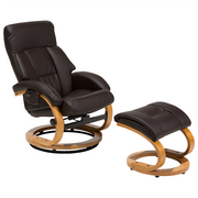 Inne meble biurowe - Beliani Krzesło biurowe brązowe z podnóżkiem skóra ekologiczna funkcja masażu FORCE - miniaturka - grafika 1