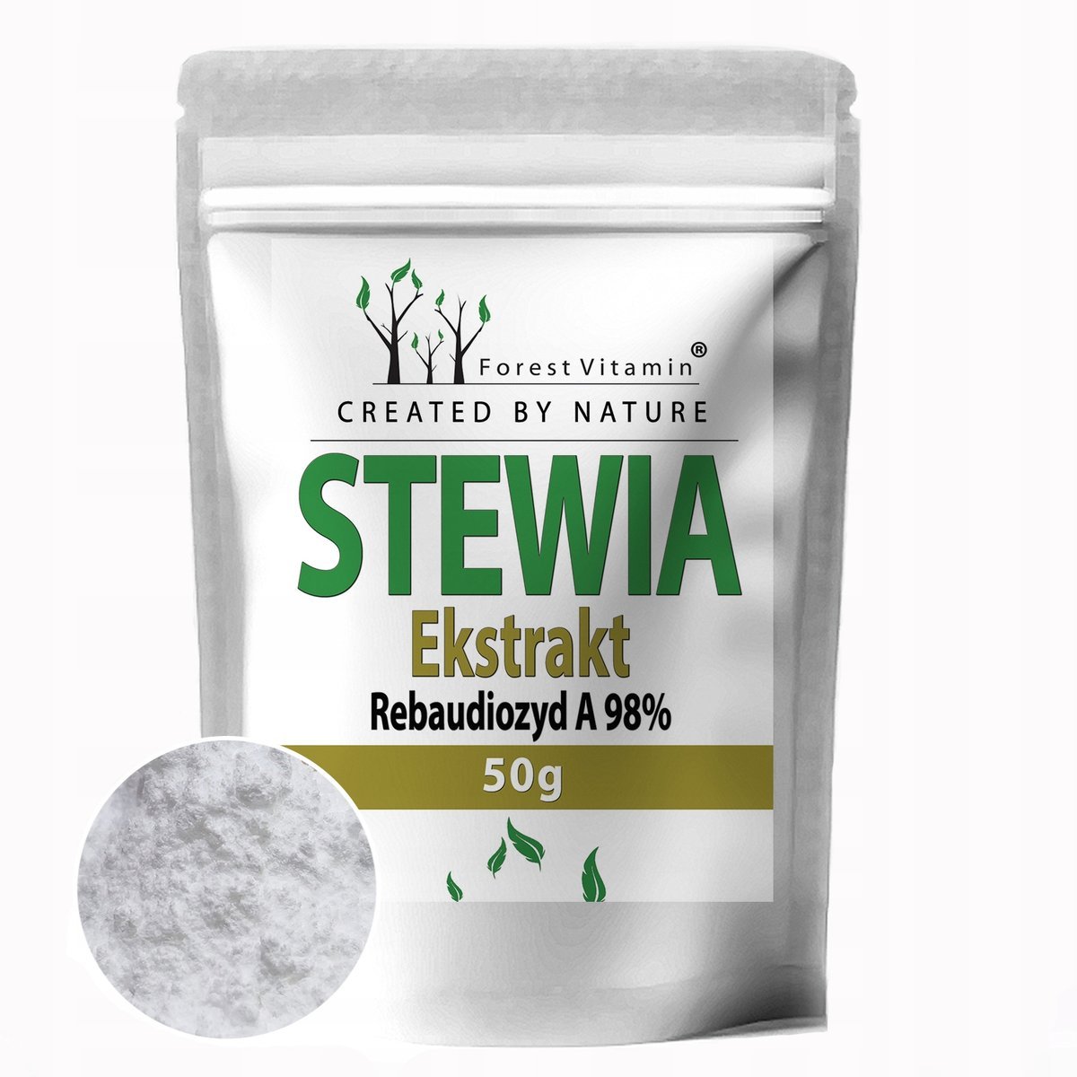 Stewia 50g STEVIA CZYSTY ZDROWY SŁODZIK ZERO KALORII DO SŁODZENIA KCAL