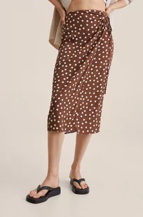 Mango spódnica Mallorca kolor brązowy midi prosta - Spódnice - miniaturka - grafika 1