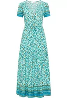 Sukienki - usha FESTIVAL Damska sukienka maxi z nadrukiem kwiatowym 15926602, turkusowa, wielokolorowa, M, turkusowy wielokolorowy, M - miniaturka - grafika 1