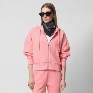 Damska bluza dresowa rozpinana z kapturem Outhorn OTHWSS24TSWSF1159 - różowa - Bluzy sportowe damskie - miniaturka - grafika 1