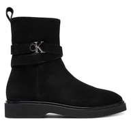 Botki damskie - Botki Calvin Klein Ankle Boot W/ Metal Logo Sue HW0HW02664 Czarny - miniaturka - grafika 1