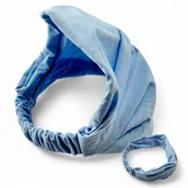 Ozdoby do włosów - Opaska do włosów Chusta z gumką Bawełniana Błękitna - miniaturka - grafika 1