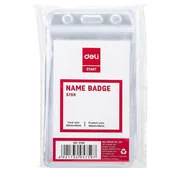 Identyfikatory - Holder pionowy identyfikator DELI 56x91mm opakowanie 10 sztuk - miniaturka - grafika 1