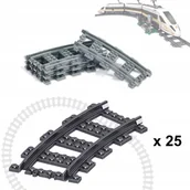 Klocki - Tory ZAOKRĄGLONE do kolejki elektrycznej Komplet 25 szt standardowych torów - miniaturka - grafika 1