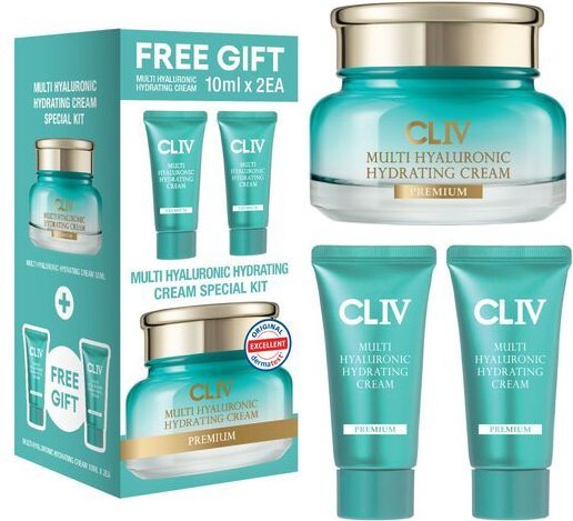 Cliv Cliv Multi Hyaluronic Krem Do Twarzy Z Kwasem Hyaluronowym 2X10Ml + Krem Do Twarzy Z Kwasem Hyaluronowym - 50Ml