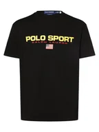Koszulki męskie - Polo Sport Koszulka męska Mężczyźni Bawełna czarny nadruk, M - miniaturka - grafika 1