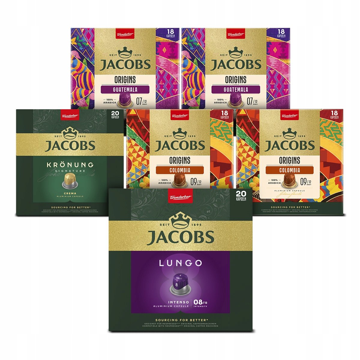 Kapsułki Jacobs Origins, Lungo, Kronung do Nespresso(r)*, 5+1