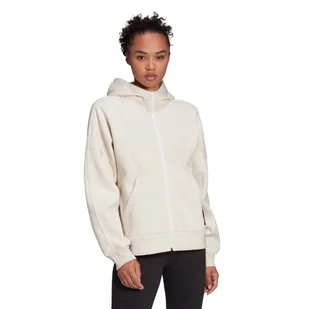 Bluza damska Adidas Sportswear Studio Lounge rozsuwana z kapturem beżowa-S - Bluzy damskie - miniaturka - grafika 1