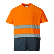 Odzież robocza - PORTWEST S173 T-SHIRT DWUKOLOROWY OSTRZEGAWCZY COTTON COMFORT; POMARAŃCZOWY/GRANATOWY - miniaturka - grafika 1