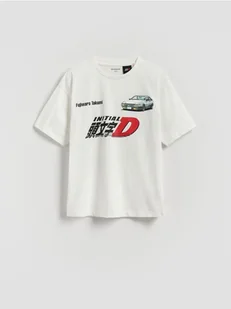 Reserved - Bawełniany t-shirt Initial D - biały - Koszulki dla chłopców - miniaturka - grafika 1