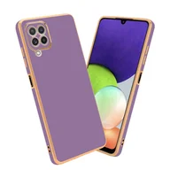 Etui i futerały do telefonów - Pokrowiec Do Samsung Galaxy A22 4G Etui w Glossy Purpura - Złoto TPU Silikonowe Obudowa Case Cover Cadorabo - miniaturka - grafika 1