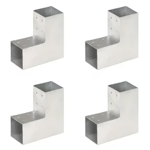 vidaXL Łączniki do słupków w kształcie L, 4 szt., metalowe, 81x81 mm - Akcesoria do ogrodzeń - miniaturka - grafika 1