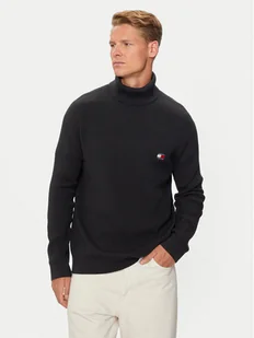 Tommy Jeans Golf Badge DM0DM19434 Czarny Slim Fit - Swetry męskie - miniaturka - grafika 1