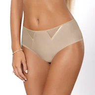 Majtki damskie - Figi Damskie z Wysokim Stanem Klasyczne Komfortowe z Mikrofibry Beżowe XL - miniaturka - grafika 1