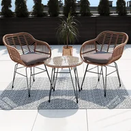 Meble ogrodowe - Stół i krzesła na balkon KUBU 2+1, Beige - FOCUS GARDEN - miniaturka - grafika 1