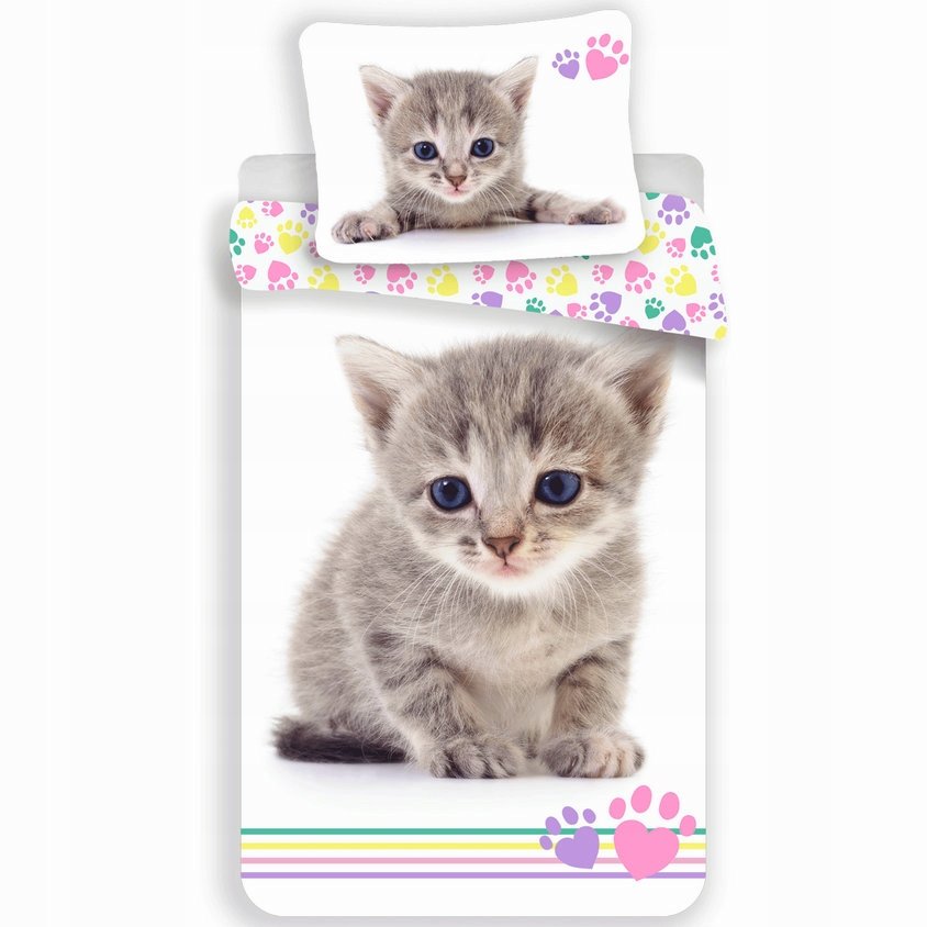 Pościel bawełniana dziecięca Cat Kot Kotek Kotki 140x200 Kotka