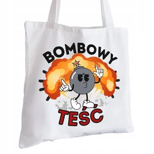 Torba Bawełniana biała dla Teścia Na Prezent ekologiczna Trwały Nadruk - Torby i wózki na zakupy - miniaturka - grafika 1