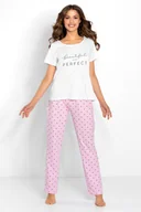 Piżamy damskie - Piżama Flawless White-Pink, S - miniaturka - grafika 1