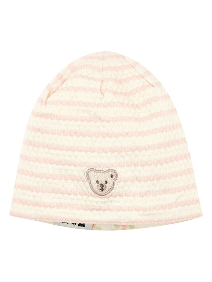 Steiff Dwustronna czapka beanie w kolorze beżowo-jasnoróżowym