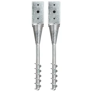 VidaXL Kołki gruntowe, 2 szt., srebrne, 7x7x56 cm, stal galwanizowana - Kołki - miniaturka - grafika 1