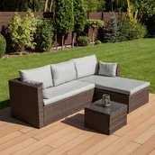 Meble ogrodowe - Technorattanowy Narożnik Ogrodowy Lizbona Brown - miniaturka - grafika 1