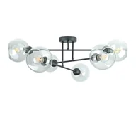 Lampy sufitowe - Żyrandol na drążku VASCO 6xE27/60W/230V czarny/przezroczysty - miniaturka - grafika 1