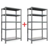 Szafy i regały magazynowe - Regał półkowy 1+1 GRATIS, 1800x1600x400 mm, 5 półek, nośność półki 200 kg, podstawowy - miniaturka - grafika 1