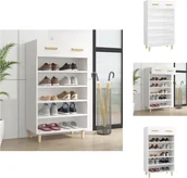 Szafki na buty - vidaXL Szafka na buty biała 60x35x105 cm materiał drewnopochodny - Półki i szafki na buty - miniaturka - grafika 1