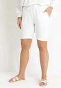 Spodenki damskie - Białe Szorty z Gumką w Pasie z Regularnym Stanem Amiala - miniaturka - grafika 1
