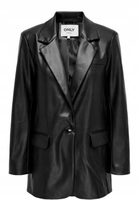 ONLY DAMSKA KURTKA WOSKOWANA CZARNA NA GUZIK S J_A