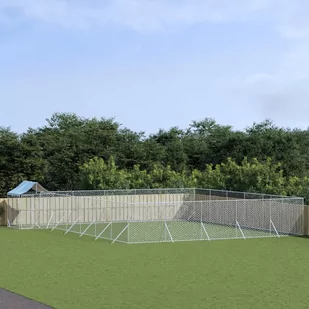 vidaXL Kojec dla psa, z dachem, srebrny,12x12x2,5m, stal galwanizowana - Sprzęt podróżny i transportery dla psów - miniaturka - grafika 1