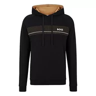 Bluzy męskie - BOSS Męska bluza z kapturem LOUNGEW_Sweatshirt, Black1, S - miniaturka - grafika 1