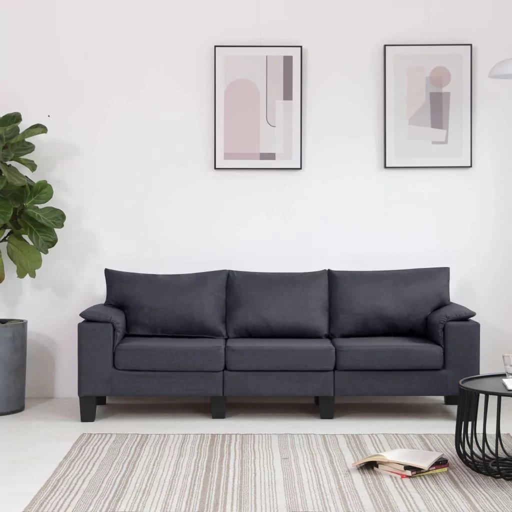 vidaXL 3-osobowa sofa, ciemnoszara, tapicerowana tkaniną