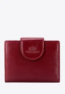 Portfele - Damska portmonetka skórzana z zapięciem na napę czerwona - miniaturka - grafika 1