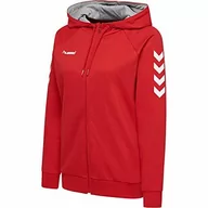 Bluzy damskie - Hummel Damska bluza z kapturem Hmlgo Cotton Zip Hoodie czerwony czerwony (True Red) XL 204232-3062 - miniaturka - grafika 1