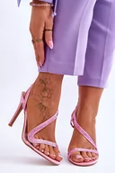 Sandały damskie - Sandałki Eleganckie Wsuwane Obcas Różowe Colima - Zazoo - miniaturka - grafika 1