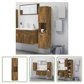 Szafki łazienkowe - The Living Store Szafka łazienkowa dąb wędzony 30x30x130 cm materiał drewnopochodny - miniaturka - grafika 1