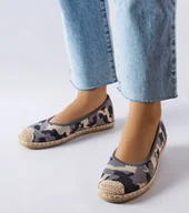 Mokasyny damskie - Szare wsuwane espadryle Benedum-38 - miniaturka - grafika 1