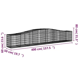 VIDAXL Kosze gabionowe, 3 szt, 400x50x60/80 cm, galwanizowane żelazo - Ogrodzenia - miniaturka - grafika 7