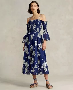 Sukienki - Polo Ralph Lauren Bawełniana sukienka midi w kwiaty S - grafika 1