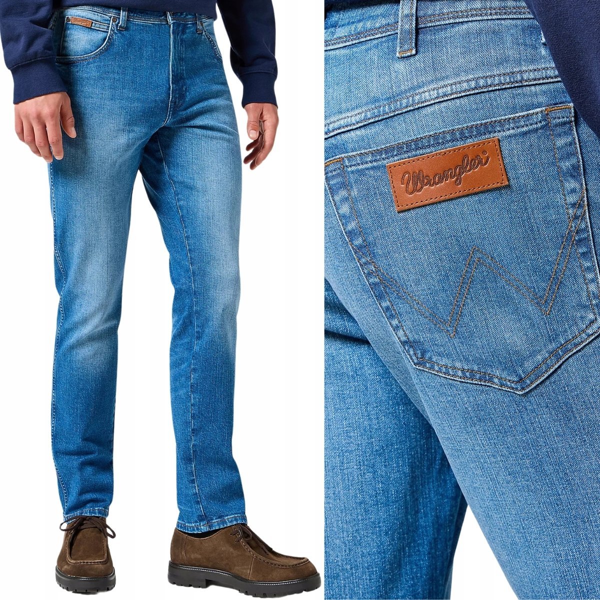 Wrangler TEXAS SLIM Prairie Blue lekko dopasowane spodnie jeansowe W38 L32