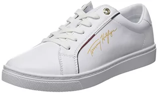 Sneakersy damskie - Tommy Hilfiger Damskie sneakersy Signature Cupsole, biały, 7,5 UK, biały, 42 EU - grafika 1